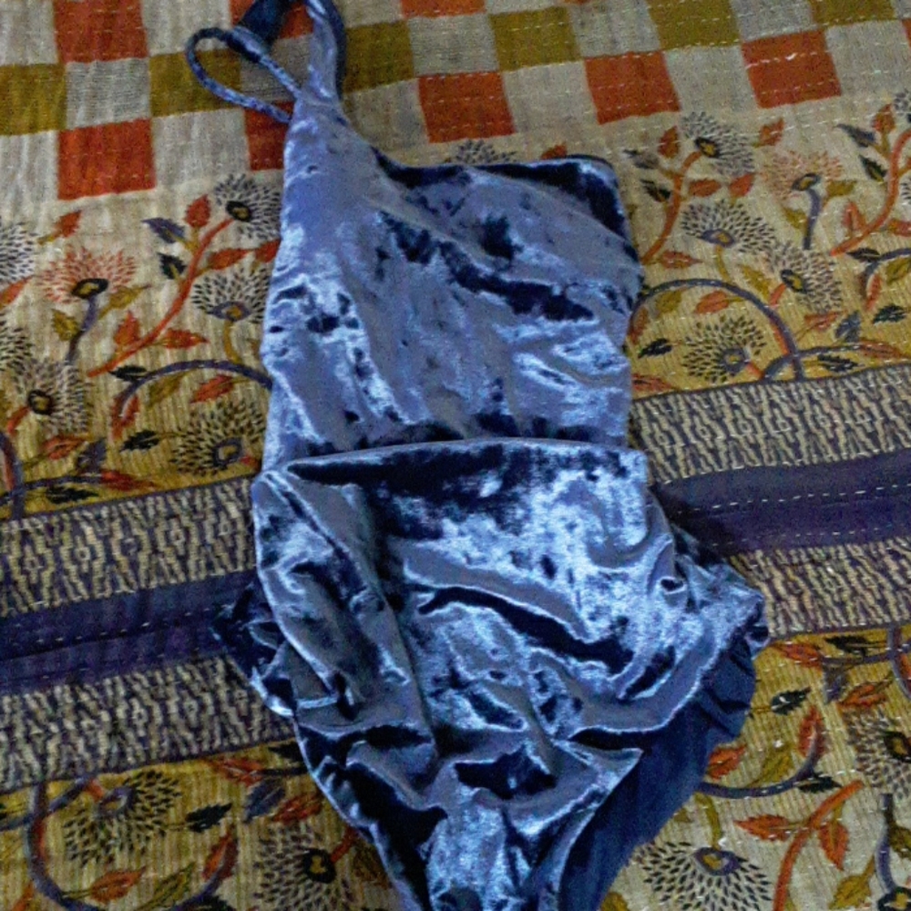 Blue velvet one piece